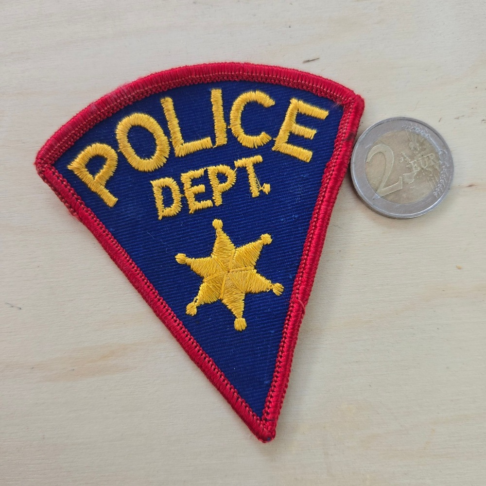 VTG Police Dept Patch Sherrif Badge Blue Yellow Red Star Wedge Embroidered EUC
